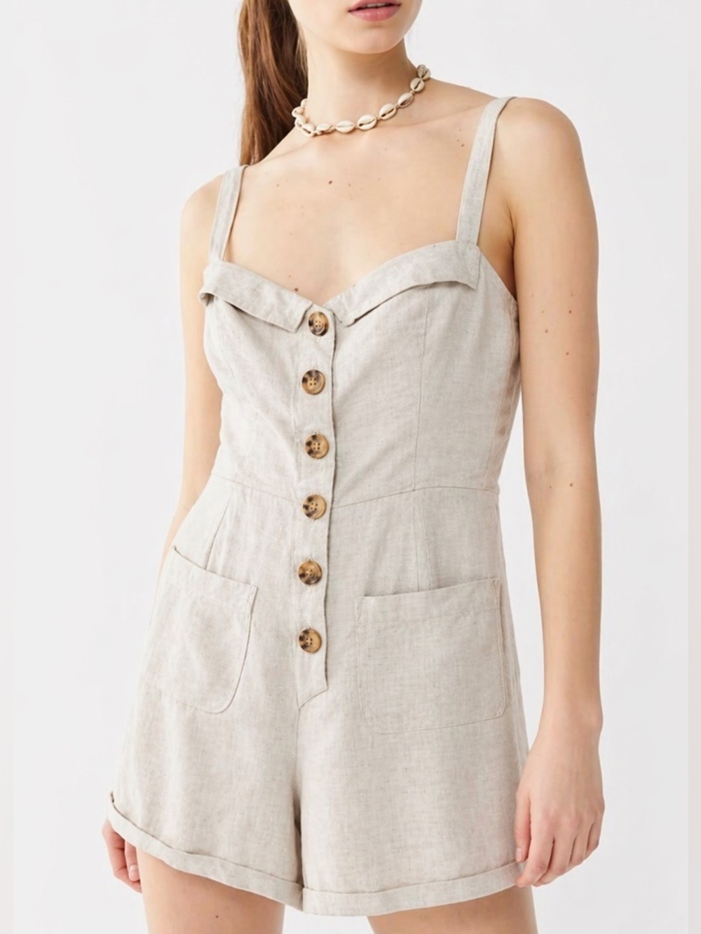 URBAN OUTFITTERS Women’s Beachy Boho Linen Romper Size Small